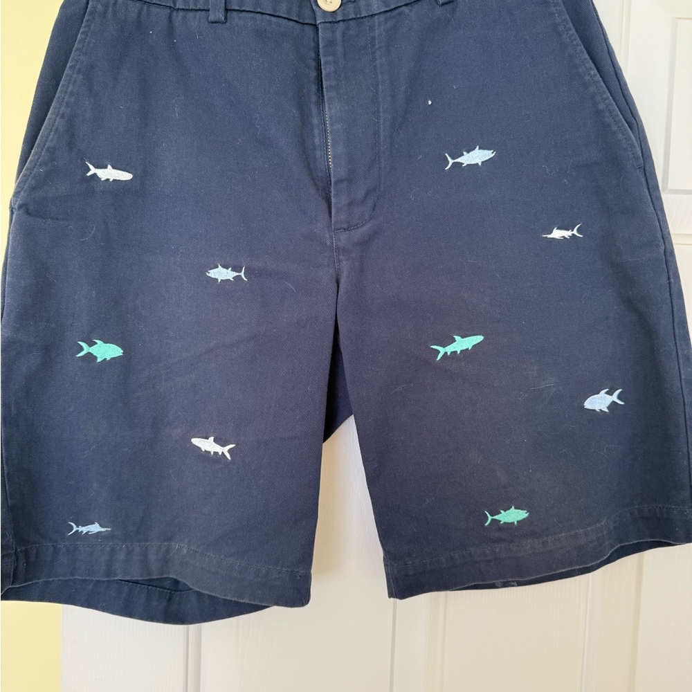Vineyard Vines Navy Blue Shark Print Men's Shorts